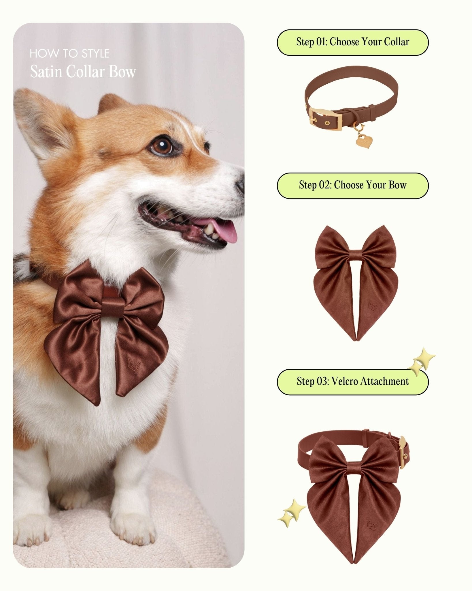 Satin Collar Bow 2.0 - Cocoa